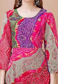A-Line Suits|Casual Wear>Utsav Fashion Bandhej Printed Georgette A Line Suit in Multicolor