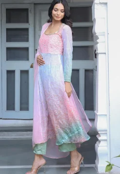 A-Line Suits>Utsav Fashion Bandhej Printed Georgette Aline Suit in Multicolor