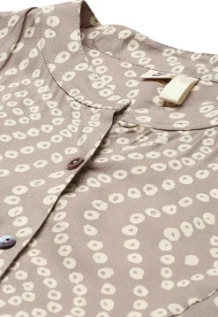 Tunics>Utsav Fashion Bandhej Printed Rayon Tunic in Light Fawn Beige