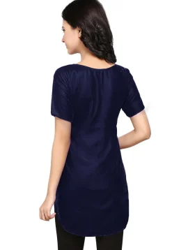 Tunics>Utsav Fashion Bullion Velvet Tunic in Navy Blue