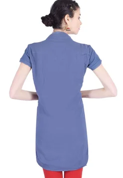 Tunics>Utsav Fashion Button Down Pintucked Georgette Tunic in Grey