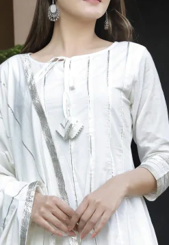 Casual Wear>Utsav Fashion Embellished Cotton Pakistani Suit in Off White