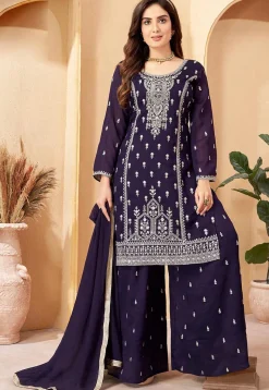 Wedding Wear>Utsav Fashion Embroidered Art Silk Pakistani Suit in Purple
