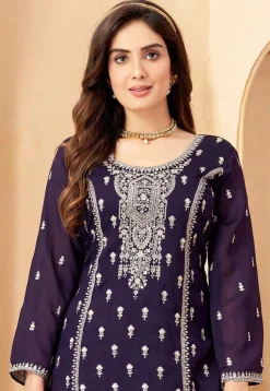 Wedding Wear>Utsav Fashion Embroidered Art Silk Pakistani Suit in Purple