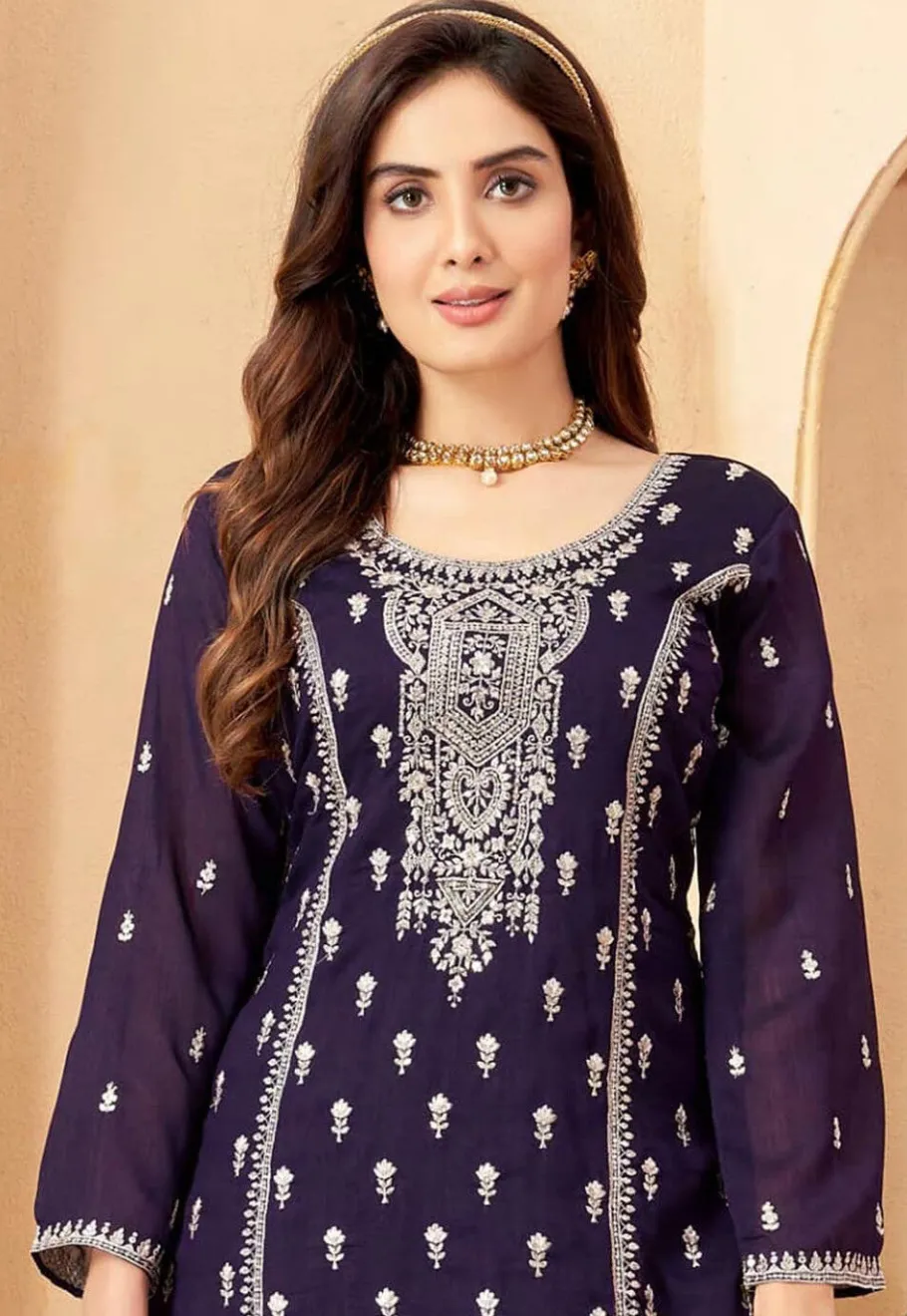 Wedding Wear>Utsav Fashion Embroidered Art Silk Pakistani Suit in Purple