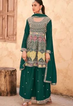 Wedding Wear>Utsav Fashion Embroidered Chinon Silk Pakistani Suit in Green