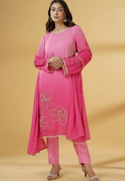 Party Wear|Festive Wear>Utsav Fashion Embroidered Georgette Pakistani Suit in Ombre Pink