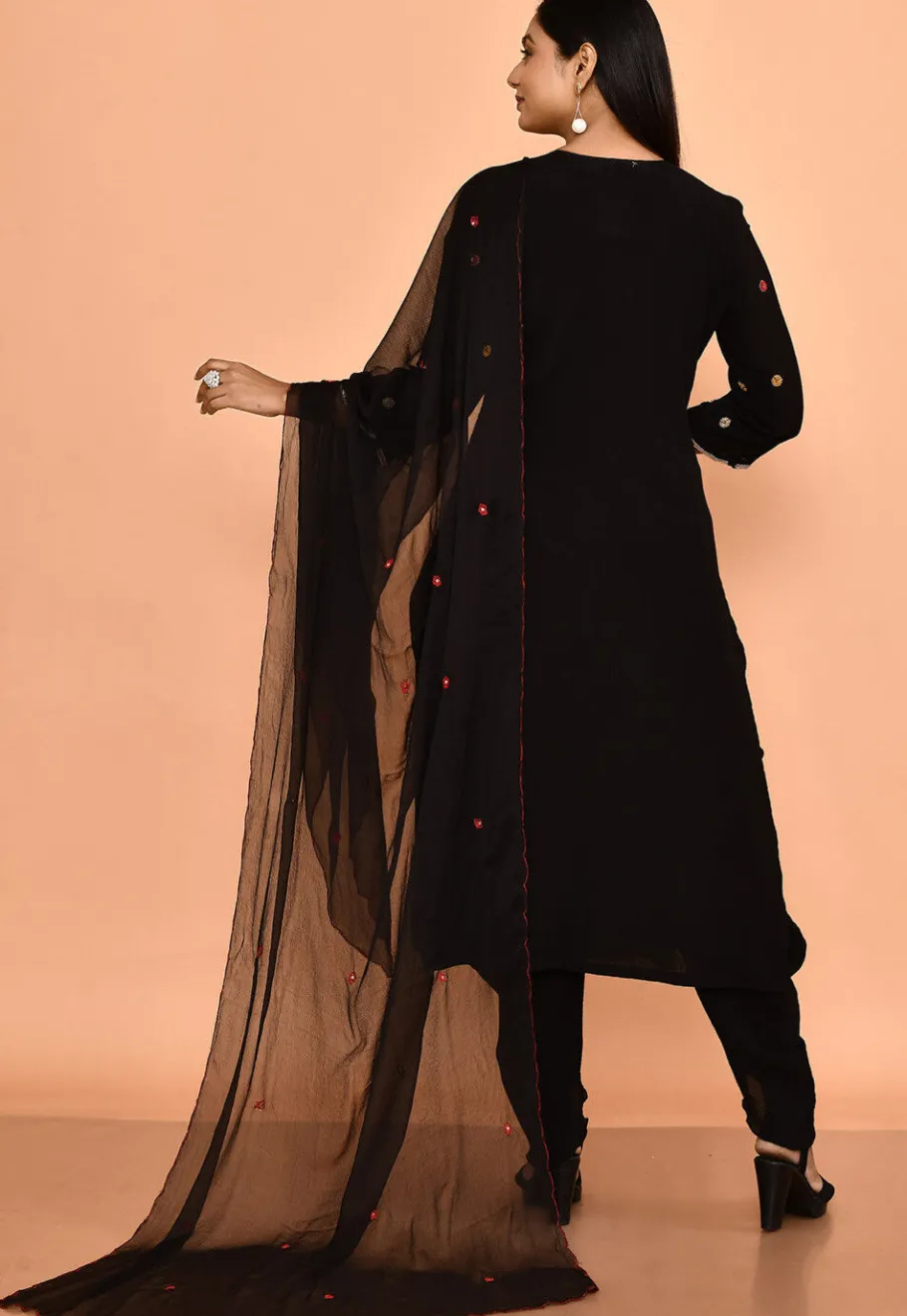 Wedding Wear>Utsav Fashion Hand Embroidered Crepe Pakistani Suit in Black