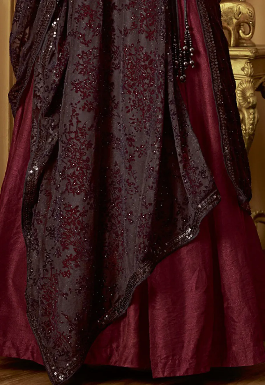 Art Silk Suits|Abaya Style>Utsav Fashion Plain Art Silk Abaya Style Suit in Maroon Red